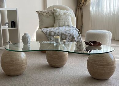 Tables basses - Minimal Travertine Round Coffee Table - CHAPPAL.CO