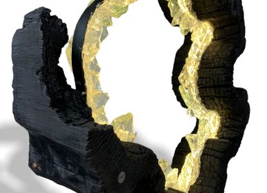 Sculptures, statuettes and miniatures - Burnt wood ring 60cm - ARANGO