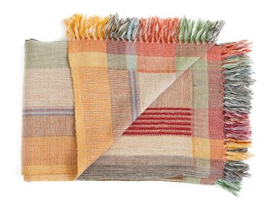 Plaids - Plaid à rayures multiples orange - ML FABRICS