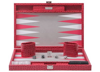 Leather goods - Backgammon Set Raspberry - Alligator Vegan Leather - Medium - VIDO BACKGAMMON