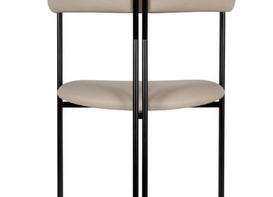 Chairs - Modern Maia Dining Chairs, Beige Italian Leather, Handmade by Greenapple - GREENAPPLE DESIGN INTERIORS