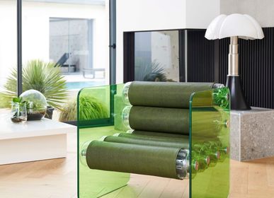 Armchairs - MW01| Armchair with green glass walls & green Soshagro scabbards - MW Exclusive - MOJOW