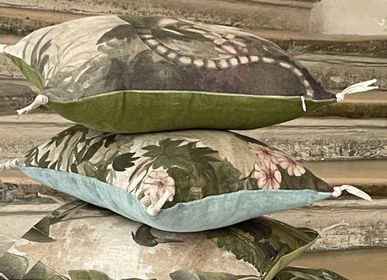 Fabric cushions - COCHIN 3 Ananbô visual multicolor printed linen cushion covers 25X35 cm - EN FIL D'INDIENNE...