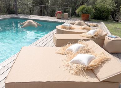 Beds - Raffia effect 2-seater sun bed - MX HOME