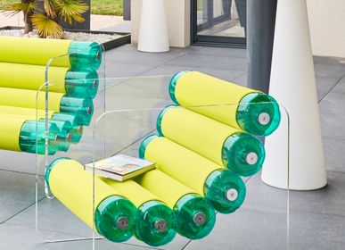 Lawn armchairs - MW02| Armchair with transparent PMMA walls & yellow Runner covers - MW Exclusive - MOJOW