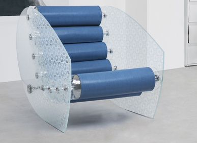 Armchairs - MW05 Pattern Special Edition|Chair with sandblasted glass walls & blue Soshagro scabbards - MW Exclusive - MOJOW