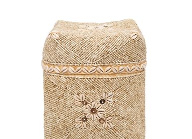Boîtes de rangement  - Les Paniers Beaded Flowers - Brun Naturel - L - BAZAR BIZAR