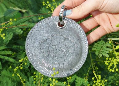 Leather goods - Glitter Leather Dog Keychain - LA CARTABLIÈRE