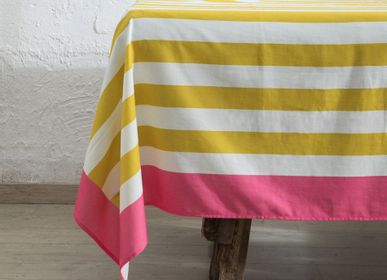 Table linen - Yellow Stripe Tablecloth - MAHE HOMEWARE