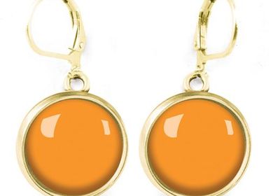 Bijoux - Dangling earrings surgical stainless steel Queen Size Flash Gold - Mangue - LES PARISIENNES D'EMILIE FIALA