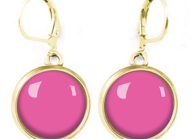 Bijoux - Dangling earrings surgical stainless steel Queen Size Flash Gold - Bubblegum - LES PARISIENNES D'EMILIE FIALA
