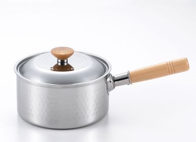 Saucepans  - Yukihira: 18, 22 and 24 cm stainless steel pot, hammered with lid/YOSHIKAWA - ABINGPLUS