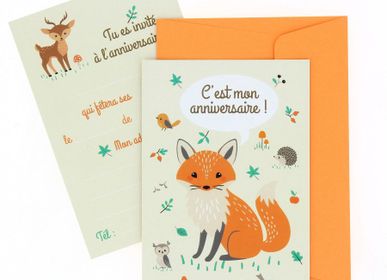 Anniversaires - 6 invitations eco-friendly Animaux de la forêt avec enveloppes - ANNIKIDS