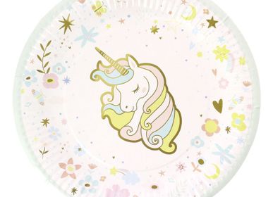 Anniversaires - 6 Assiettes Licorne - Recyclable - ANNIKIDS