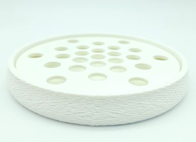 Soap dishes - Eco-friendly round textured soap dish, 3D printed with a biobased material based on corn starch. - BEN-J-3DCRÉA