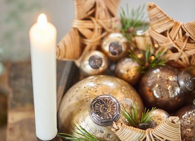 Autres décorations de Noël - Boule de Noël verre structuré blanc/aspect laiton argent du pauvre - IB LAURSEN