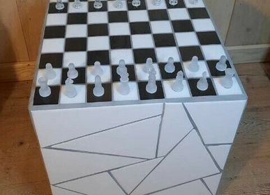Coffee tables - Chess checkerboard tiled cube - L'ATELIER DES CREATEURS
