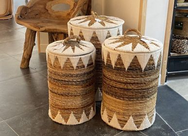 Decorative objects - O11-Set 3 Laundry Basket with Lid - BALINAISA