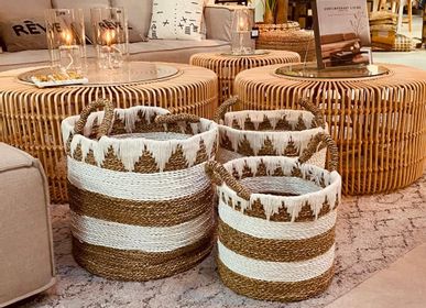 Caskets and boxes - Set of 3 decorative baskets in Seagrass and Macrame (Bali) - PO10 - BALINAISA