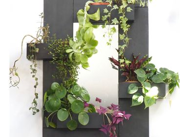 Miroirs - Miroir rectangulaire en ardoise naturelle avec 4 jardinières - LE TRÈFLE BLEU