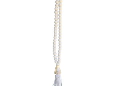 Other wall decoration - White wool, wood and shell necklace (Bali) - CBLCS22 - BALINAISA