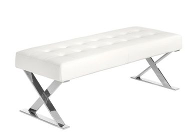 Benches - White eco-leather stool - ANGEL CERDÁ