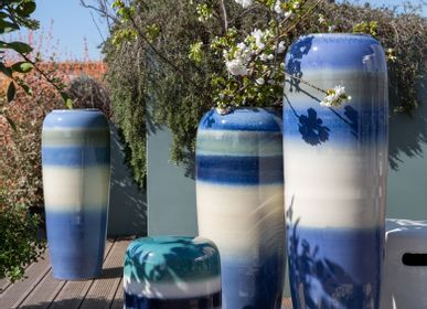 Céramique - Jarre Tanah H90 en céramique bleu beige - CFOC