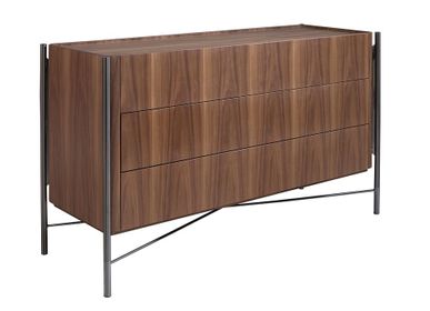 Chests of drawers - Walnut wood and darkened steel chest of drawers - ANGEL CERDÁ