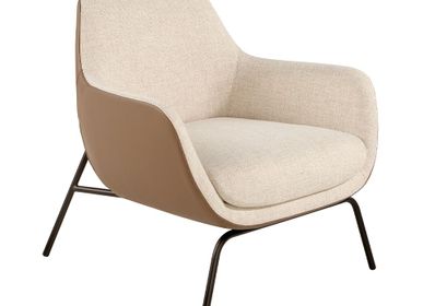 Armchairs - Armchair upholstered in fabric with leatherette backrest - ANGEL CERDÁ