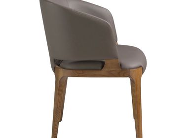 Chairs - Dining chair upholstered in eco-leather and walnut-coloured ash frame - ANGEL CERDÁ