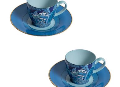 Tasses et mugs - Set de 2 - Jeu de Tasses à Café et Soucoupes – Bleu Cachemire - HOME BY KRISTY