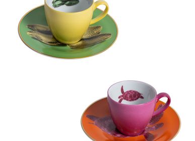 Tasses et mugs - Set de 2 - Jeu de Tasses à Café et Soucoupes Bicolore - HOME BY KRISTY