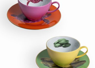 Tasses et mugs - Set de 2 - Jeu de Tasses à Thé et Soucoupes Bicolore - HOME BY KRISTY