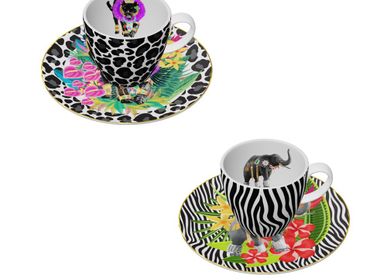 Tasses et mugs - Set de 2 - Jeu de Tasses à Café et Soucoupes Animaux Bijoux - HOME BY KRISTY