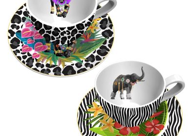 Tasses et mugs - Set de 2 - Jeu de Tasses à Thé et Soucoupes Animaux Bijoux - HOME BY KRISTY