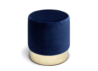 Tabourets - Tabouret Lune C Recouvert De Tissu De Velours Et De Détails En Laiton Poli - DUISTT