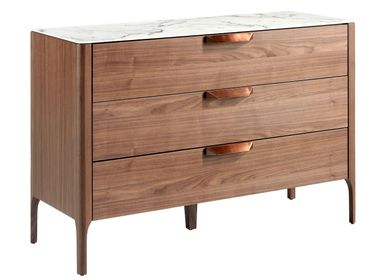 Chests of drawers - Walnut and fiberglass marble-effect dresser - ANGEL CERDÁ