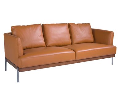 Sofas - 3 seater sofa upholstered in brown leather - ANGEL CERDÁ