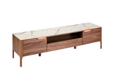 Sideboards - Fiberglass TV cabinet with marble and walnut effect - ANGEL CERDÁ