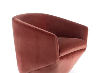 Armchairs - Swivel armchair upholstered in peach velvet - ANGEL CERDÁ