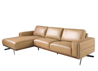 Canapés - Canapé chaise longue (L) en cuir Arena couleur - ANGEL CERDÁ