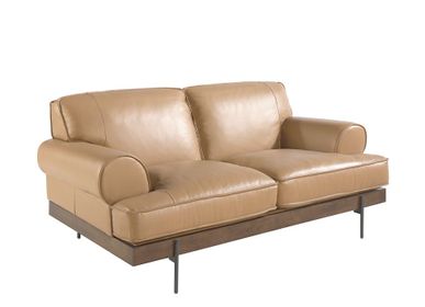 Sofas - 2 seater sofa upholstered leather cowhide sand - ANGEL CERDÁ