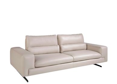 Sofas - 3 seater sofa upholstered in leather Taupe Grey - ANGEL CERDÁ