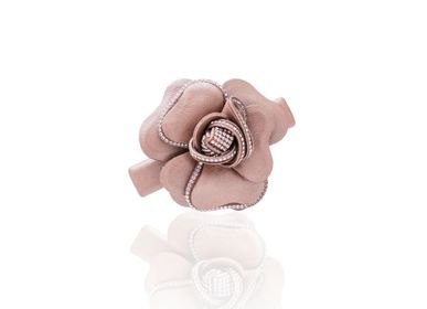 Hair accessories - TREASURE leather & Swarovski® crystal flower clip - VALÉRIE VALENTINE