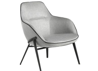 Fauteuils - Fauteuil Confident rembourré en tissu gris - ANGEL CERDÁ