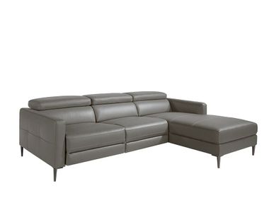Canapés - Canapé chaise longue en cuir gris foncé avec mécanisme relax - ANGEL CERDÁ