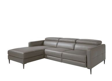 Canapés - Canapé chaise longue en cuir gris foncé avec mécanisme relax - ANGEL CERDÁ