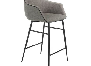 Chairs - Gray fabric stool black structure - ANGEL CERDÁ