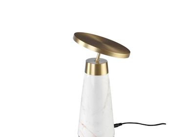 Lampes de table - Lampe de table en marbre blanc et acier doré - ANGEL CERDÁ