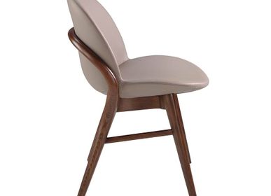 Chairs - Dining chair upholstered in eco-leather and walnut coloured ash frame - ANGEL CERDÁ